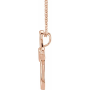 14K Rose Cross with Heart 16-18" Necklace-