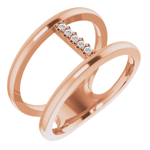 14K Rose .04 CTW Diamond Negative Space Ring-7.00 (approximate standard size)-