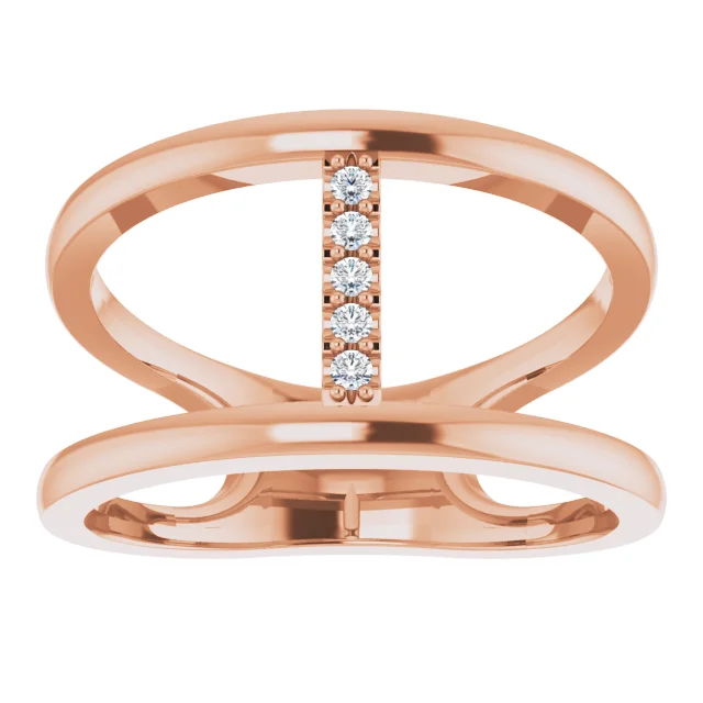14K Rose .04 CTW Diamond Negative Space Ring-7.00 (approximate standard size)-