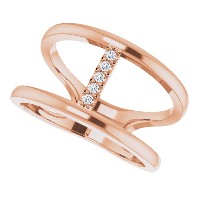 14K Rose .04 CTW Diamond Negative Space Ring-7.00 (approximate standard size)-