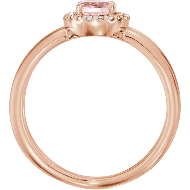 14K Rose Morganite & .08 CTW Diamond Ring-