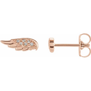 14K Rose .03 CTW Diamond Angel Wing Earrings-