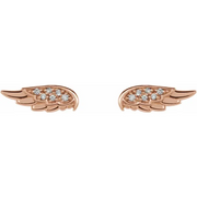 14K Rose .03 CTW Diamond Angel Wing Earrings-