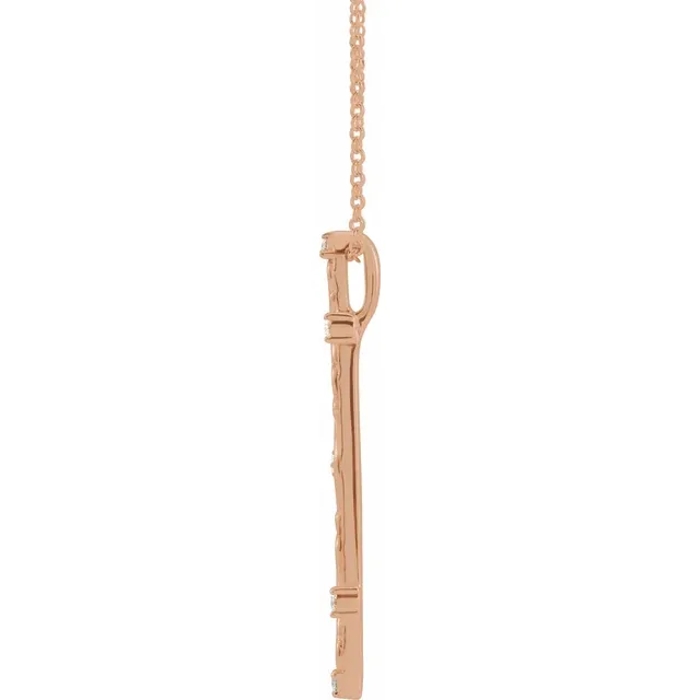 14K Rose .07 CTW Diamond Vintage-Inspired 16-18" Necklace-
