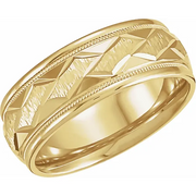 14K Yellow 7 mm Design Band with Satin Finish & Milgrain Size 9.5-