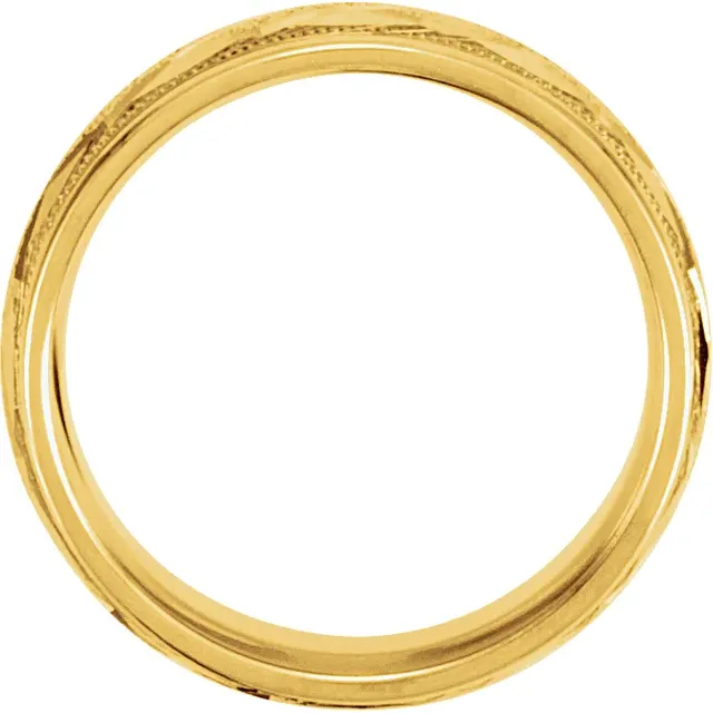 14K Yellow 7 mm Design Band with Satin Finish & Milgrain Size 9.5-