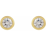 14K Yellow .06 CTW Diamond Micro Bezel-Set Earrings-