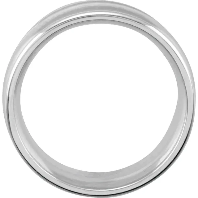 14K White 8 mm Grooved Band Size 10.5-