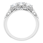 Platinum 7/8 CTW Diamond Vintage-Inspired Three-Stone Anniversary Band-