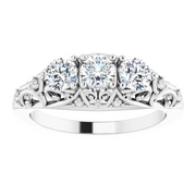 Platinum 7/8 CTW Diamond Vintage-Inspired Three-Stone Anniversary Band-
