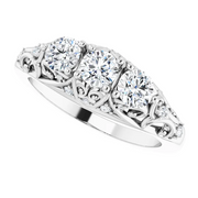 Platinum 7/8 CTW Diamond Vintage-Inspired Three-Stone Anniversary Band-