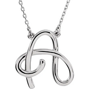 14K White Script Initial A 16" Necklace-