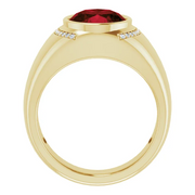 14K Yellow Mozambique Garnet & 1/8 CTW Diamond Ring-11.00(aproximate standard size)-