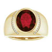 14K Yellow Mozambique Garnet & 1/8 CTW Diamond Ring-11.00(aproximate standard size)-