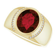14K Yellow Mozambique Garnet & 1/8 CTW Diamond Ring-11.00(aproximate standard size)-