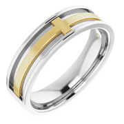 14K White/Yellow 6 mm Cross Band Size 10-10.00(approximate standard size)-