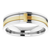 14K White/Yellow 6 mm Cross Band Size 10-10.00(approximate standard size)-