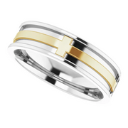 14K White/Yellow 6 mm Cross Band Size 10-10.00(approximate standard size)-