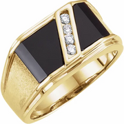 14K Yellow Onyx & 1/8 CTW Diamond Bezel-Set Ring-