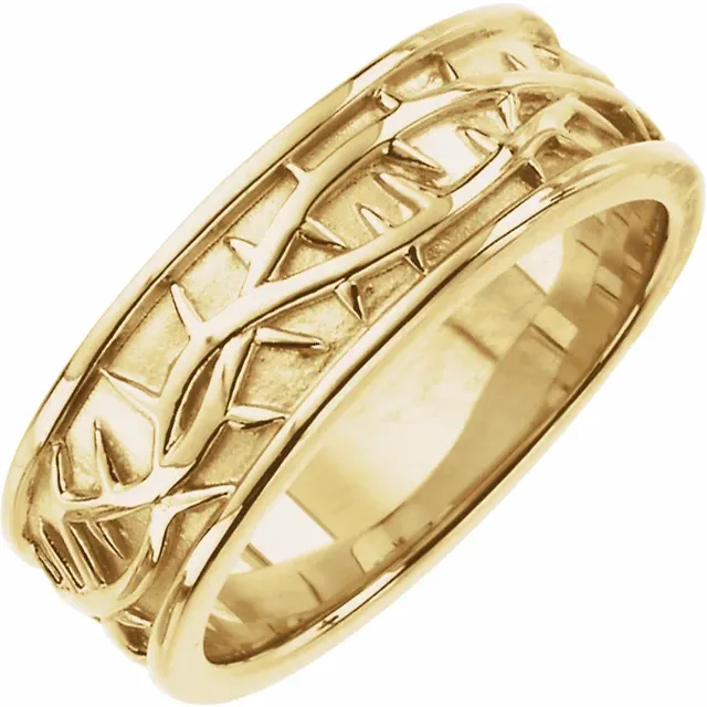 14K Yellow 6.5 mm Thorn Design Band Size 6-