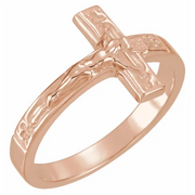 14K Rose 12 mm Crucifix Chastity Ring Size 5-5-