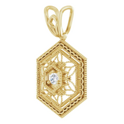 14K Yellow .03 CT Diamond Filigree Pendant-