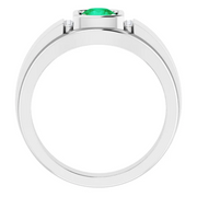 Platinum Emerald & .08 CTW Diamond Men's Ring-