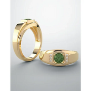 Platinum Emerald & .08 CTW Diamond Men's Ring-