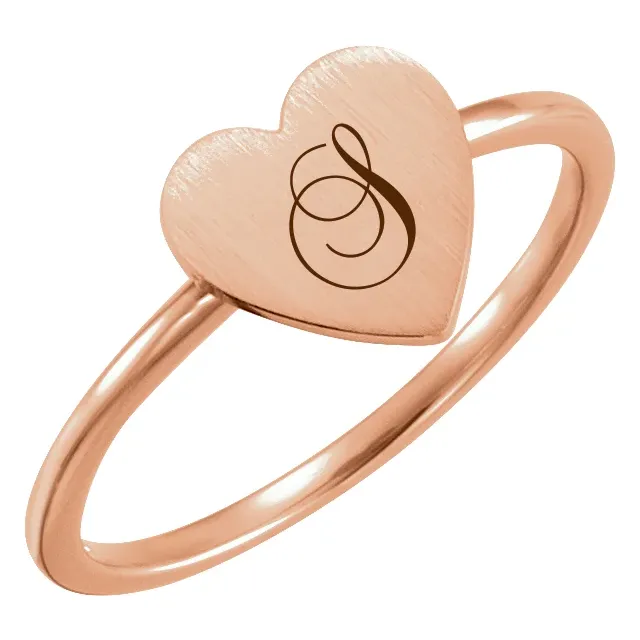 14K Rose Heart Engravable Ring-