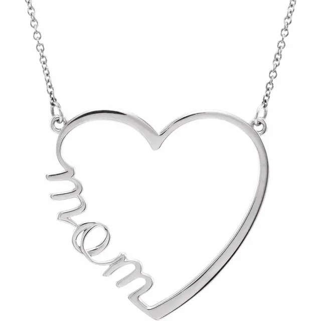 14K Rose "Mom" Heart 17" Necklace-