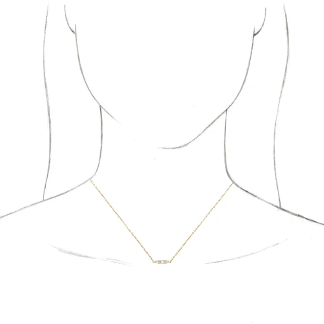 14K Yellow 1/8 CTW Diamond Bar 18" Necklace-