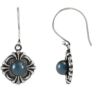 Sterling Silver 29.2x14.3 mm Victorian Style Earring Mounting for Pearl-