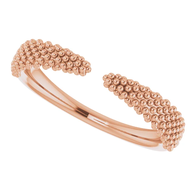 14K Rose Beaded Negative Space Ring-7.00 (approximate standard size)-