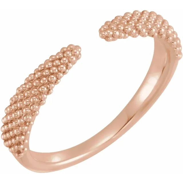 14K Rose Beaded Negative Space Ring-7.00 (approximate standard size)-