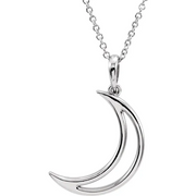 Sterling Silver 25.65x4.7 mm Crescent Moon 16" Necklace-