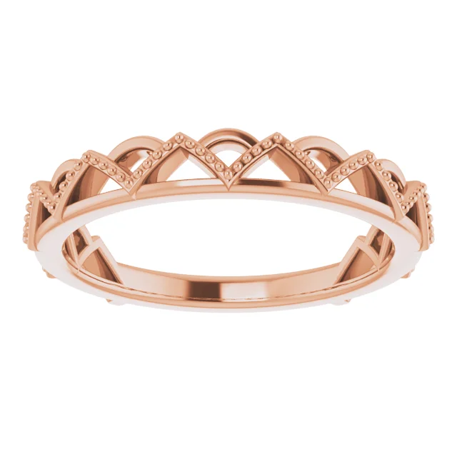 14K Rose Stackable Crown Ring-