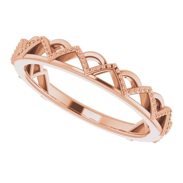 14K Rose Stackable Crown Ring-