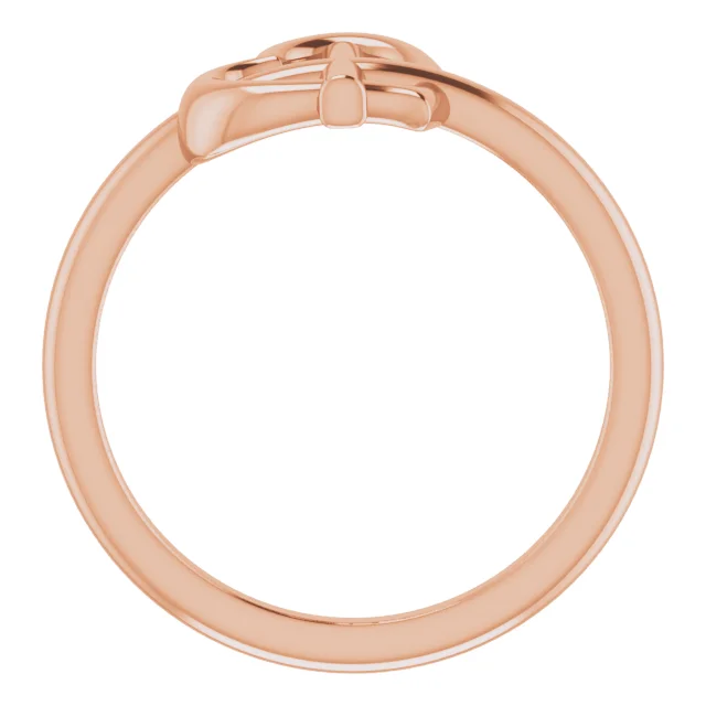14K Rose Heart Cross Ring-