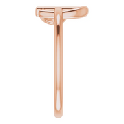14K Rose Heart Cross Ring-