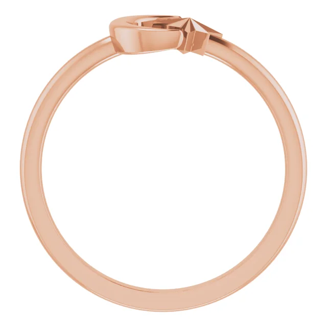 14K Rose Crescent Moon & Star Negative Space Ring-7.00 (approximate standard size)-