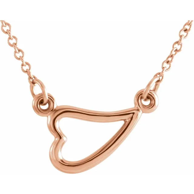 14K Rose Heart 16-18" Necklace-