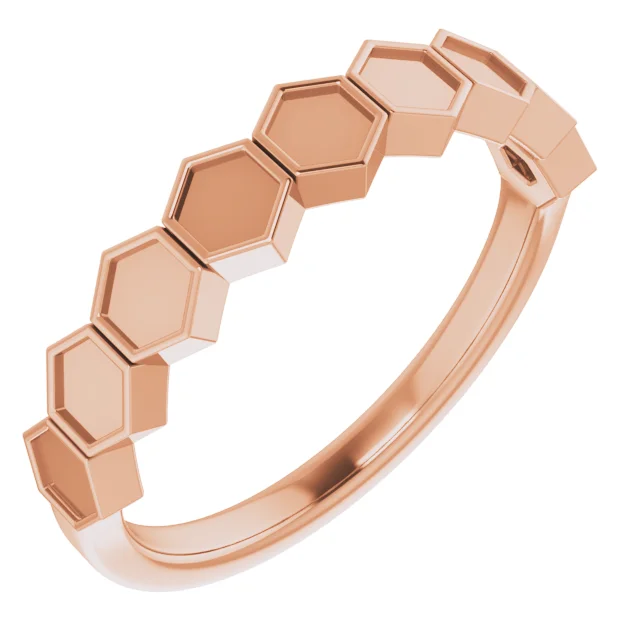 14K Rose Stackable Geometric Ring-