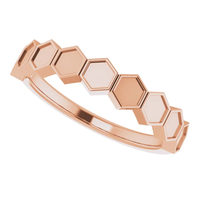 14K Rose Stackable Geometric Ring-