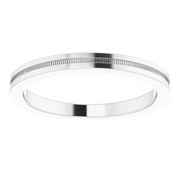 Platinum 2 mm Flat Edge Band with Milgrain Size 6-6.00(approximate standard size)-