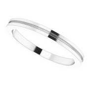Platinum 2 mm Flat Edge Band with Milgrain Size 6-6.00(approximate standard size)-