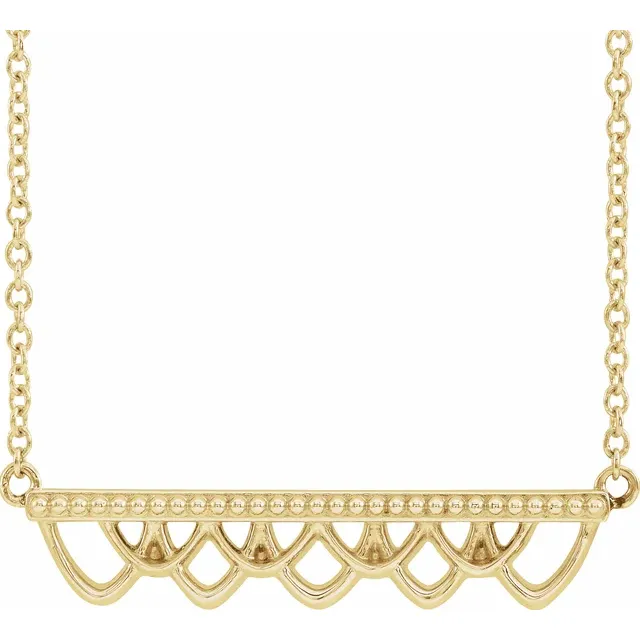 14K Yellow Vintage-Inspired Bar 18" Necklace-
