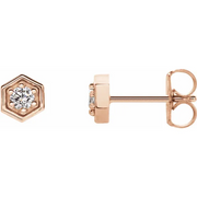 14K Rose 2.5 mm Round Forever One Moissanite Earrings-