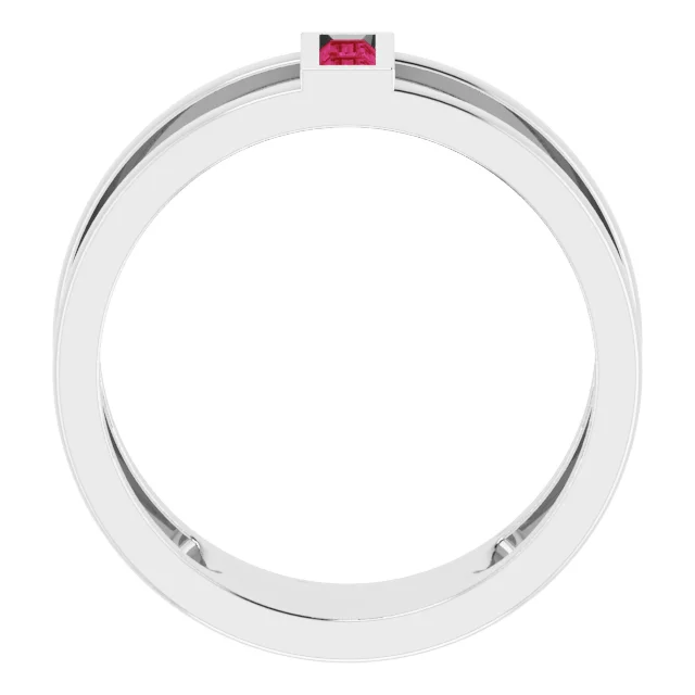 Platinum Ruby Baguette Ring-