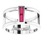 Platinum Ruby Baguette Ring-