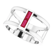 Platinum Ruby Baguette Ring-